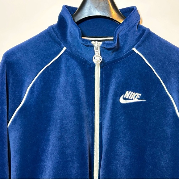 Nike Retro Velour Full Zip Womens Track Jacket Size Large Blue Y2K - Picture 2 of 7